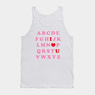 Sweet Valentine Alphabet I Love You Tank Top